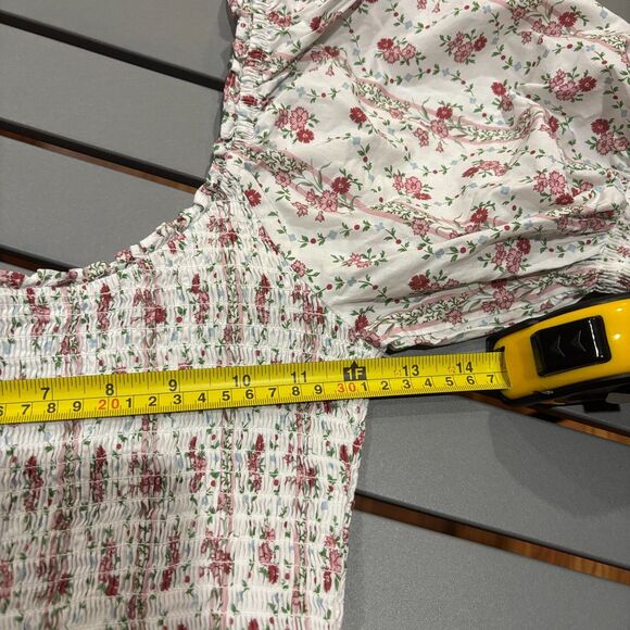 Hill House Home Louisa Nap Dress Womens Small White Floral Smocked Puff Sleeve - Picture 9 of 10